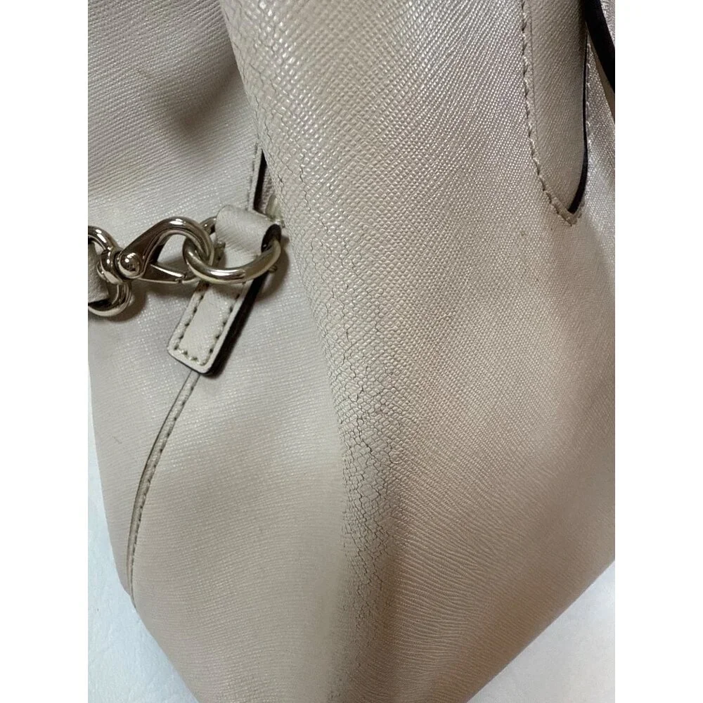 Kate Spade New York Beige Leather Crossbody Tote Handbag Gold Hardware - Picture 3 of 12